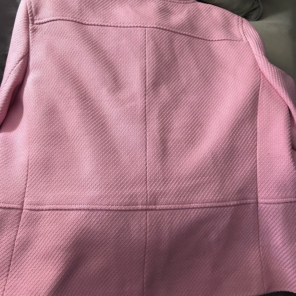 Talbots Pink Textured Blazer with Black Buttons Size 14, Like New - Picture 3 of 5